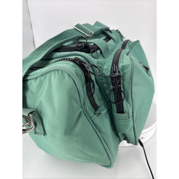 Lands End Summit YKK Duffle Bag-Green/Blue-Travel-Front & Side Zip Pockets - Picture 9 of 16